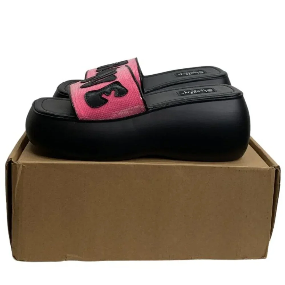 Shellys London Sequin Andi Flatform Mules Pink Women's Size 9 Peace, Love NWB - Picture 7 of 11